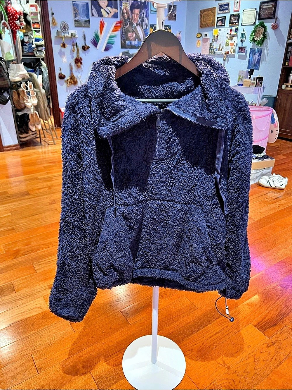 Fleece Hooded Jacket in Blue Size Medium Like New fp movement